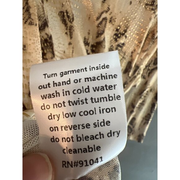 A.Z.I. Snake‎ Print Glitter Drape Blouse L Stretch Metallic Party Top - Picture 7 of 9